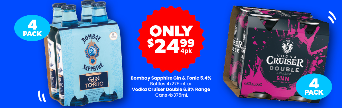 LLP11 Sliders Bombay Sapphire Vodka Cruiser Double 24.99