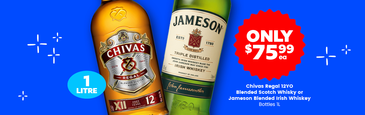 LLP13 Slider Chivas Regal 12YO Blended Scotch Whisky or Jameson Blended Irish Whiskey 75.99