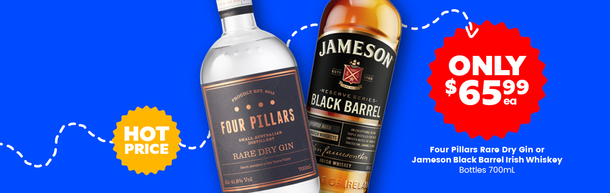 LLP13 Slider Four Pillars Rare Dry Gin or Jameson Black Barrel Irish Whiskey 65.99