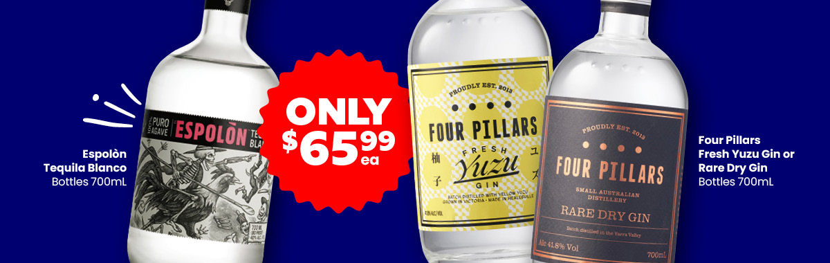 LLP15 Sliders Espolon Tequila Blanco Four Pillars Rare Dry Gin or Four Pillars Fresh Yuzu Gin 65.99