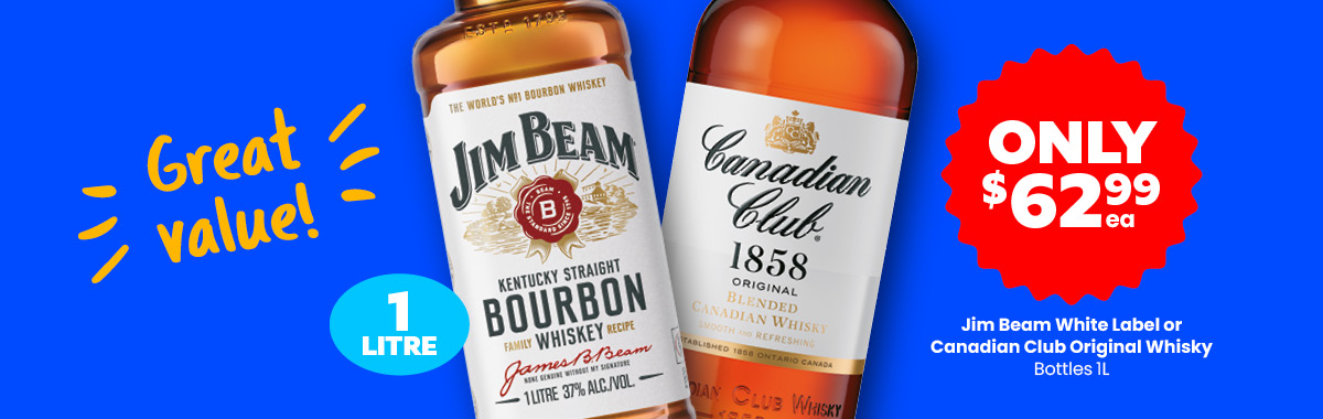 LLP15 Sliders Jim Beam White Label or Canadian Club Original Whisky 62.99