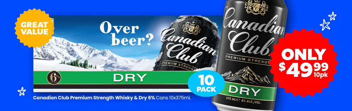 LL17 Sliders Canadian Club Premium Strength Whisky Dry 6percentage Cans 49.99
