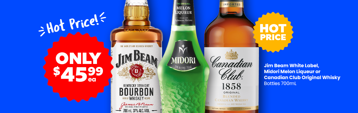 LL17 Sliders Jim Beam White Label Midori Melon Liqueur or Canadian Club Original Whisky 45.99