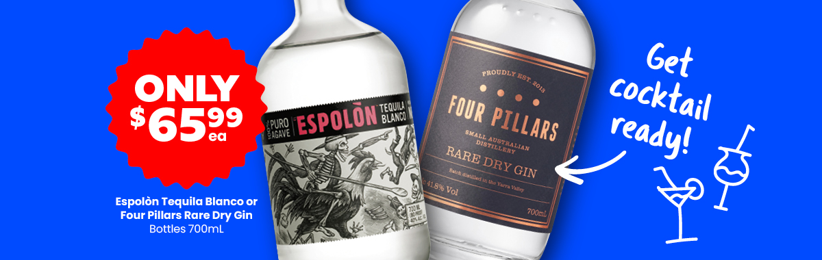 LLP19 0426 Sliders Four Pillars Rare Dry Gin or Espolon Tequila Blanco 65.99