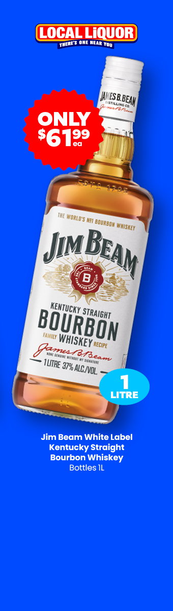 LL23 Sidebars Jim Beam White Label Kentucky Straight Bourbon Whiskey Bottles 1L Right D2 FA