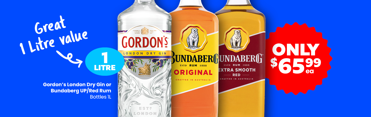 LLP21 Sliders Bundaberg UP Red Rum Gordons London Dry Gin 65.99