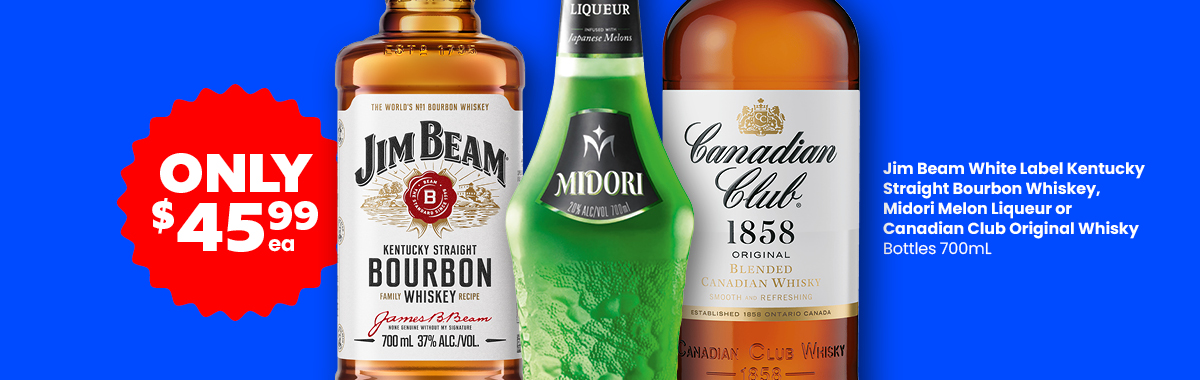 LLP21 Sliders Jim Beam White Label Kentucky Straight Bourbon Whiskey Canadian Club Original Whisky Midori Melon Liqueur 45.991