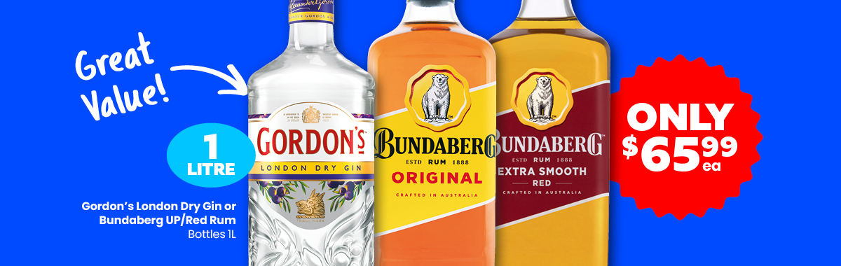 LLP25 Sliders Bundaberg UP Red Rum Gordons London Dry Gin 65.99