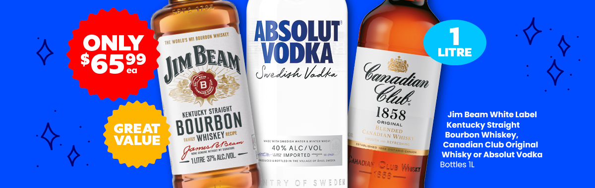 LLP27 Sliders Jim Beam Canadian Club Absolut Vodka 65.99
