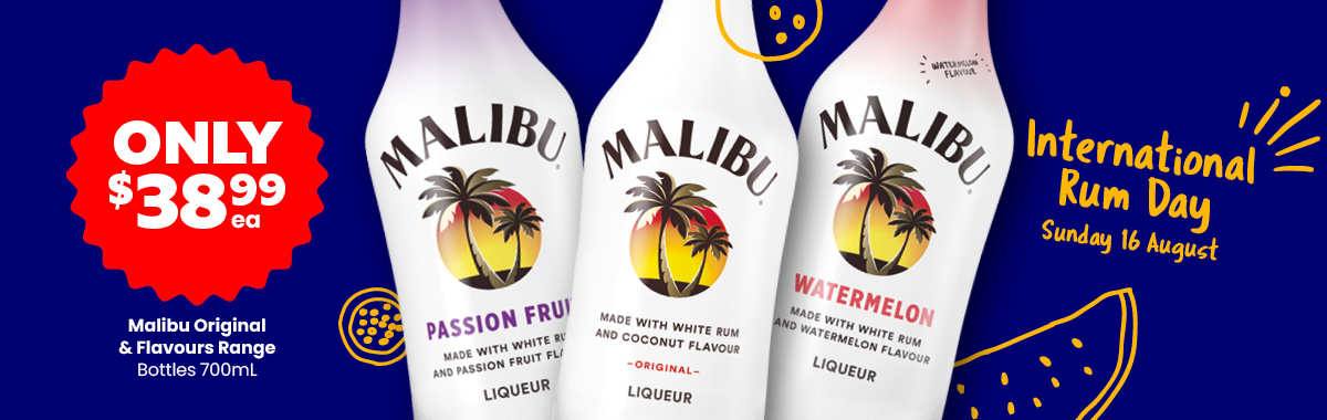 LL33 Sliders Malibu Original Flavours Range Bottles 700mL 38.99